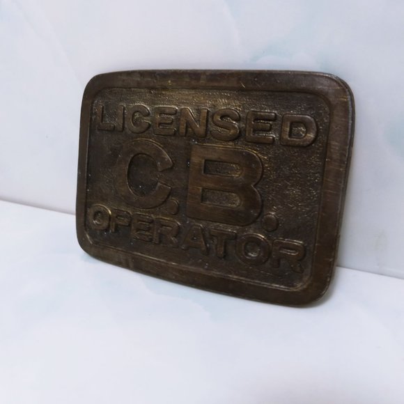 Retro Bronze "Licensed C.B. Operator" Belt Buckle - Picture 2 of 3